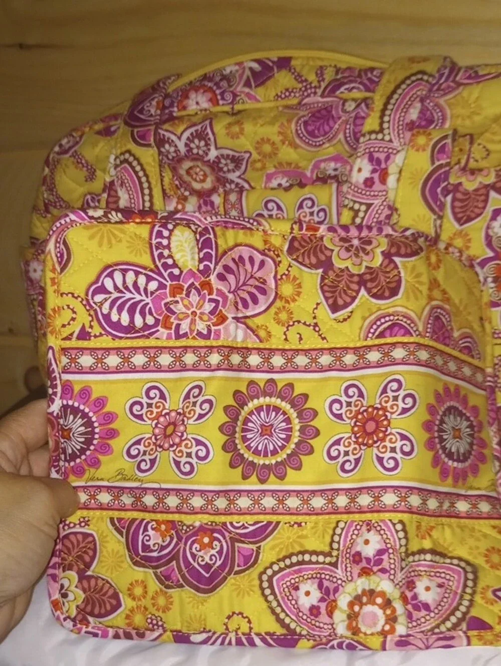 Vera Bradley Diaper Bag Quilted Yellow & Pink Floral With Matching Wallet